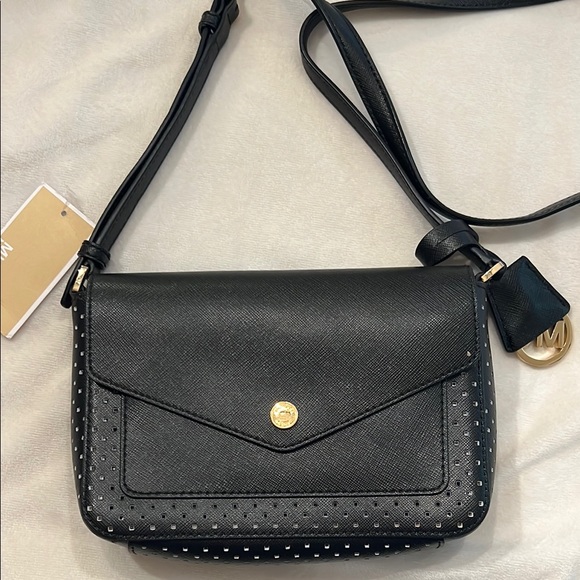 NWT Michael Kors Greenwich Black Crossbody Bag - Picture 1 of 6